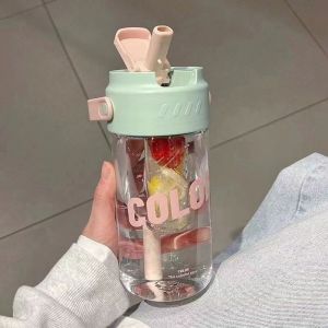 800ML Botol Minum Aesthetic Dengan Botol Air Sedotan/Botol Air Pemisahan Teh/Botol Air Kapasitas BesarSiswa