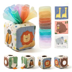 Baby Montessori Toy cotton Magic Tissue Box Finger Exercising Busy Board Game Educational Toy Soft Rattle Game Cloth Book Gift
