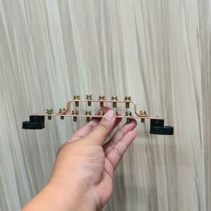 Nol Klem Arde Busbar Tembaga Klem Nol Tumpuk 8 + 5 Baut Isolator Hitam 2x12x90 + 2x12x170mm