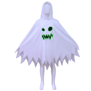 YOUSHI TOP Phát sáng trong bóng tối Áo choàng ma quái phát sáng Sáng tạo Vai Rủ Trang phục hóa trang Halloween Trắng Màu đơn sắc Áo choàng có mũ dành cho trẻ em Bữa tiệc