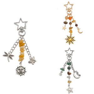 Móc khóa có hạt trang trí sáng tạo hạt keyrings Phong cách móc treo chìa khóa Sun Key trang trí phù hợp cho phụ nữ phù hợp với trang phục khác nhau