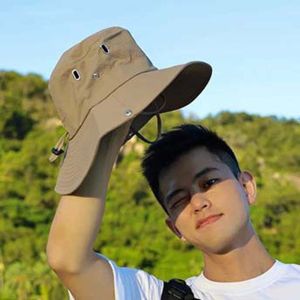 AZDH ชนบทตะวันตก หมวกเดินป่าแห้งเร็ว ไนลอนทำจากไนลอน เชือกหูรูด หมวกชาวประมงชาย หมวกกันแดดพับได้ ปีกกว้างกว้าง หมวกคาวบอยบังแดด สำหรับผู้หญิง