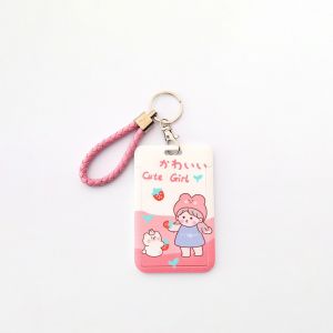 MD-C1240 ID Card Holder Motif Karakter Lucu Pelindung Kartu Name Tag Tempat Kartu Akses Lanyard