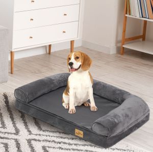 UNHO Large Dog Sofa Bed Orthopedic Pet Sleep Bedding M L XL XXL Detachable Cozy Dog Couch Bedding with BolsterWaterproof Cover