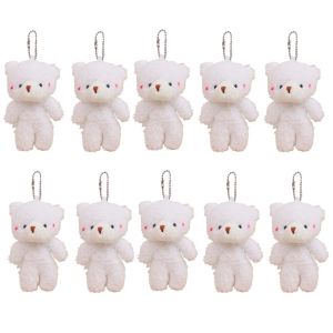 COOLCELLS 10Pcs Stuffed Little Bear Plush Toy Keyring Cartoon Animal White Bear Plush Keychain Stuffed Keyring Cute Bear Plush Dolls Schoolbag Ornaments