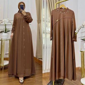 Hanifah Dress Wanita Gamis Simple dan Elegan Gamis Ceruty Model Baru 2023 Kekinian Lowprice Viral