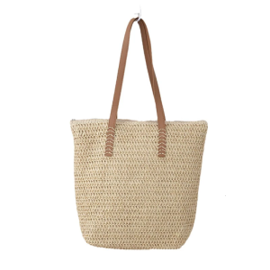 Túi rơm thời trang cho phụ nữ với đóng kiểu khóa kéo an toàn Túi Đeo Vai Túi xách giản dị tuyệt vời cho kỳ nghỉ bãi biển và nhiều hơn nữa