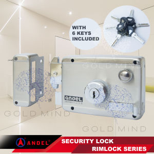 Door Lock Andel Internal Lockable Handle Security Lock Stainless Steel Rim lock Type 6 keys (Slide:Swing)  - Gold Mind Everyday Low Price