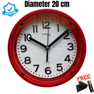 Jam Dinding Kecil Minimalis Meja Murah Anak Kantor Kamar Kaligrafi Hitam Putih Diameter 20cm Monza 777