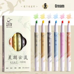 6Colors Glitter Highlighter Pen Fluorescent Pen Sparkling Markers DIY Graffiti for Note Taking Drawing Painting Writing