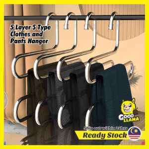 5 layers S Shape Pants Storage Hangers Stainless Steel Clothes Hangers Clothes Storage Rack.