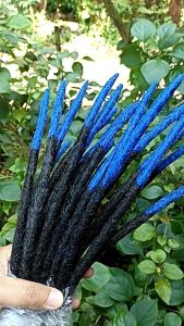 DREADLOCKS / RAMBUT GIMBAL SINTETIS WARNA HITAM BIRU HARGA PER 10 BATANG PANJANG 35CM COD