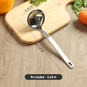 Vision 304 Stainless Steel Soup Spoon Hot Pot Leaky Spoon Household Thickened Large Capacity Tablespoon Kitchen Cooking Tool Tableware for Sauce Broth Gravy Multi-purpose Round Head Long Handle Ramen Spoon