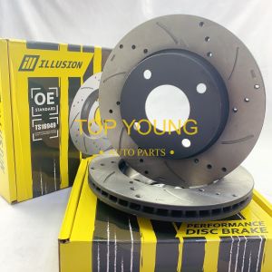 NISSAN GRAND LIVINA 1.6 / 1.8 LATIO 1.6 / 1.8 FRONT (DEPAN) DISC ROTOR AND BRAKE PAD SPORT SLOTTED & DRILLED ANTI RUSTING ILLUSION MADE IN THAILAND