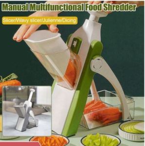 Vegetable Slicer Stainless Steel Blades Manual Food Cutter Chef and Household Food Chopper (Random Color) Keimav