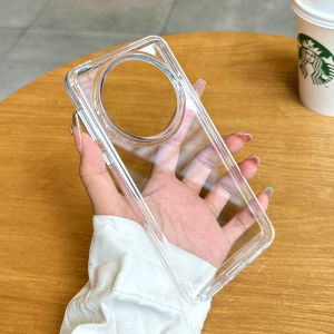 CrashStar HD Transparent Clear Hard Shockproof Phone Case For Huawei Mate 60 50 40 30 Pro P60 P50 P40 P30 Pro Simple Phone Casing Thick Silicone Edge Phone Cover Shell