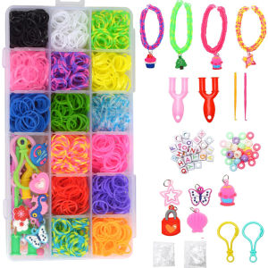 TASMO 1500 Rubber Band Bracelet Kit 15 Colors Loom Bracelet Making Kit For Art And Craft Rubberband Bracelets Kit For Kids Ages 6