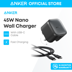 Anker Nano 45W USB-C Fast Charger with USB-C to C 1.8m Cable - Compact Portable Power Adapter with PPS Support for iPhone Samsung & More B2692