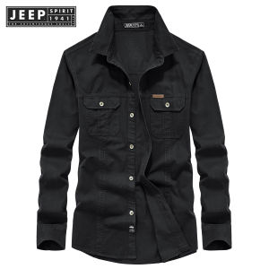 Jeep Spirit 1941 estd Áo sơ mi dài tay nam áo sơ mi mỏng chèn công cụ áo sơ mi nam rộng rãi M-8XL cỡ quá khổ