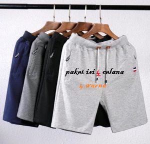 oaket promo 4 celana pendek pria bahan bebyteri size xl bahan adem melar