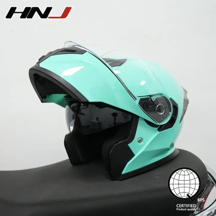 hnj helmet lazada HNJ Helmets YM-617 Plain Men's Motorcycle modular full face dual visor  helmet for women half face helmet