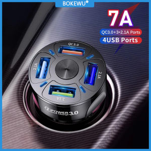 BOKEWU 4 Ports USB Car Charger 48W 7A Quick Charge 3.0 Mini Fast Charging Adapter Mobile Phone Charger
