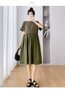 Summer new simple fashion splicing dress pregnant women loose plus size dress fake two pieces dress maternity clothes