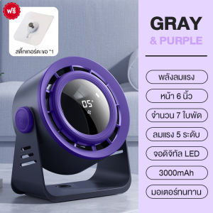 【New!】 พัดลมตั้งโต๊ะ แบบไร้สาย หน้า 6 นิ้ว ลมเทอร์โบ 7 ใบพัด ลมแรง 5 ระดับ 10W FS-21 ปุ่มสัมผัส พัดลมชาร์จแบต แคมป์ปิ้ง พกพาได้ Type-C portable fan