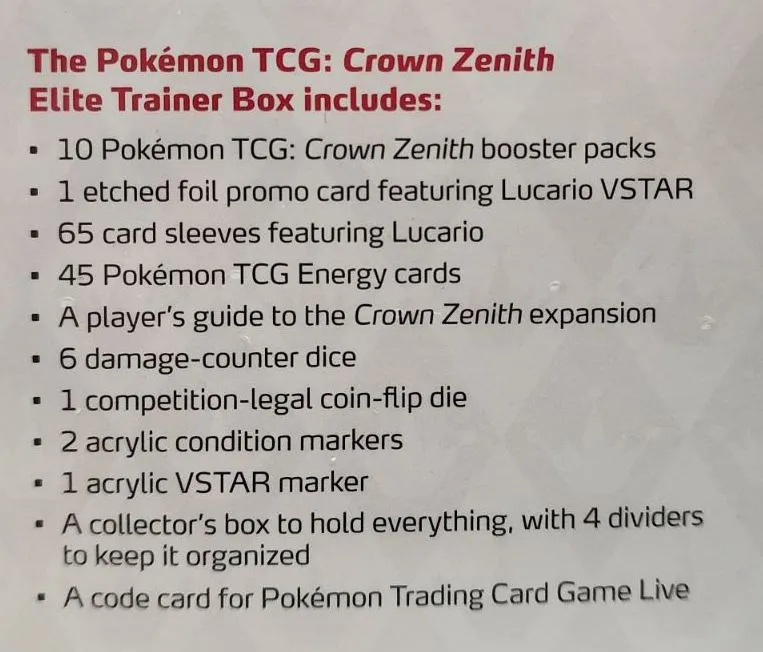 Pokemon TCG Crown Zenith Elite Trainer Box | Lazada PH