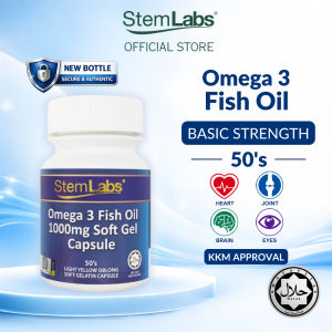 in stock StemLabs Omega 3 Fish Oil 1000mg 50 Capsules  EPA DHA  Heart Brain Eye Joint Health [JAKIM Halal  KKM Approved]