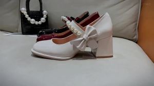 New Autumn And Winter Black Retro WomenS Leather Loafers With Chunky Heels Thick-Soled College-Style Large Size Shoes