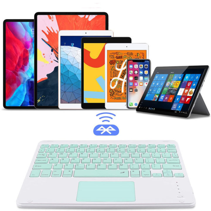 10 inch Wireless Bluetooth Lightweight Keyboards w/ Touchpad Universal ...