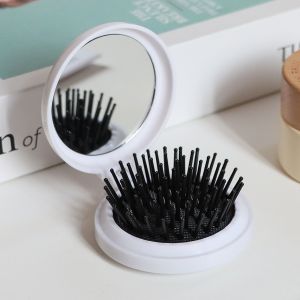 Folding Airbag Hair Brush with Mirror Cute DIY Massage Comb for Girls