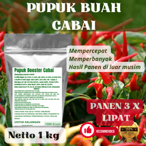 Pupuk Booster Cabai Pelebat Organik Cepat Berbuah Lebat Besar Anti Rontok Pembesar Cabai