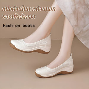 รองเท้าแพลตฟอร์มบางหรูหราย้อนยุคของผู้หญิง รองเท้าลําลองหัวกลม