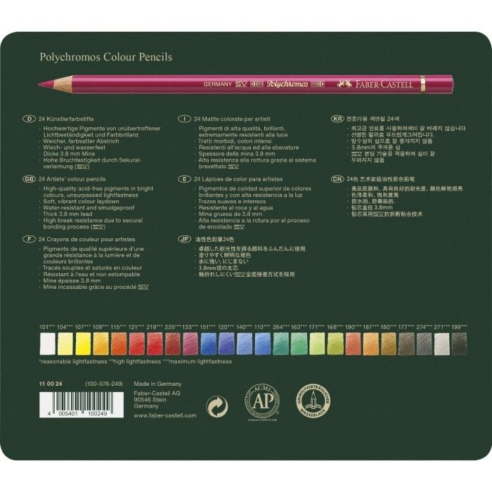 Faber-Castell Polychromos Pencil 24 Tin Pensil Warna Isi 24 pcs