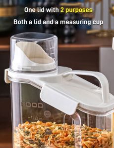 Japanese-Style Moisture-Proof Grain Tank With Measuring Cup Transparent Sealed Bucket Home Storage Box Detergent Container