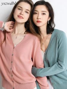 YSZWDBLX Spring Autumn Women Cardigans Single Breasted V-neck Solid Knitted Sweater Slim Female White Cardigans Casual Outerwear2026