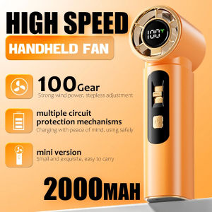 Pocket High Speed Fan 100 Stepless Speeds 2000mAh Rechargeable Quiet PowerfulUSB Fan with LED Display for Travel Beach