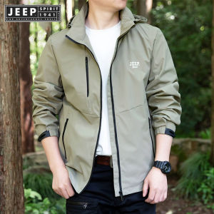 Jeep spirit 1941 estd windproof and waterproof outdoor casual mountaineering large hooded jacket top mens jacket