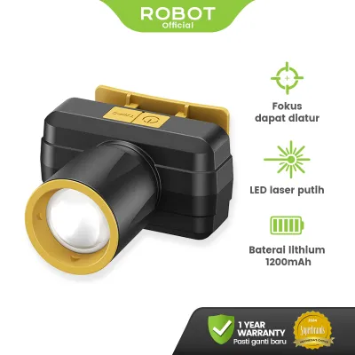 ROBOT Headlamp Lampu Kepala Lampu Camping 140 LM LED 1200mAh Emergency Lamp Rechargeable Headlight Senter Outdoor RT-HL06 Original - Garansi 1 Tahun