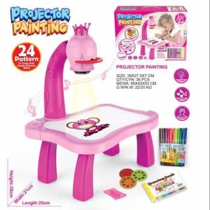 Mainan Edukasi Projektor Painting / Meja Melukis Menggambar Anak / Bunyi Nyala Led