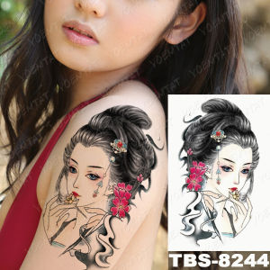 STIKER TATO TEMPORER TAHAN AIR TAHAN LAMA ANTI AIR NON PERMANEN TATTO TEMPORARY UKIYO GEISHA NAGA HITAM MERAH