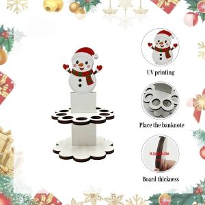 VOIDFARE Wooden Christmas Cash Holder Festive Ornament 10 Holes Money Dispenser Santa Claus Gift Xmas Gift New Year Celebration