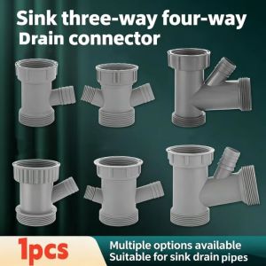 MUSASI Anti Leak Kitchen Sink Drain Connector Corrosion Resistant Sealing Gasket Waste Pipe Adapter Easy Installation Threaded Nut Sink Drain Adapter Kitchen Sink