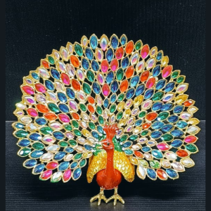 Crystal Rhinestones Peacock Figurine Hinged Trinket Boxes Unique Gift Hand-Plated Enameled Jewelry Box