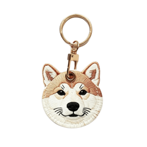HEALMEYOU Sheep PU Dog Keychain Imitation Embroidery Corgi Husky Bag Charms Animal Keyring Cartoon Puppy Pendant Car Keychain