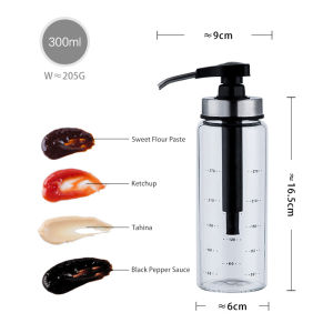 Justliving 300/500ml nước sốt Chai xịt leakproof nhà bếp hộp đựng gia vị dầu ô liu lọ thủy tinh rỗng nước sốt chai cho nước sốt cà chua/mù tạt/dầu/nước sốt nóng/nước sốt Tabasco/Nước Tương/Salad