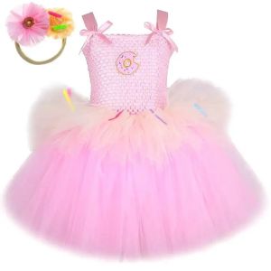 3 Layers Pink Donuts Birthday Dresses for Girls Doughnut Cake Smash Costume for Kids Toddler Photoshoot Outfit Baby Fluffy Tutus2026