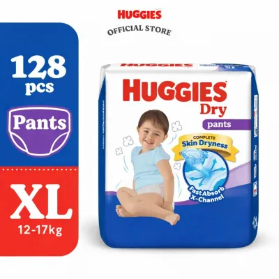 New Item!!! HUGGIES Dry Pants Baby Diapers (M/L/XL/XXL/XXXL) | Ultra Dry Leak Protection | Soft & Breathable Pants Diaper 1 Box of 4 Pack